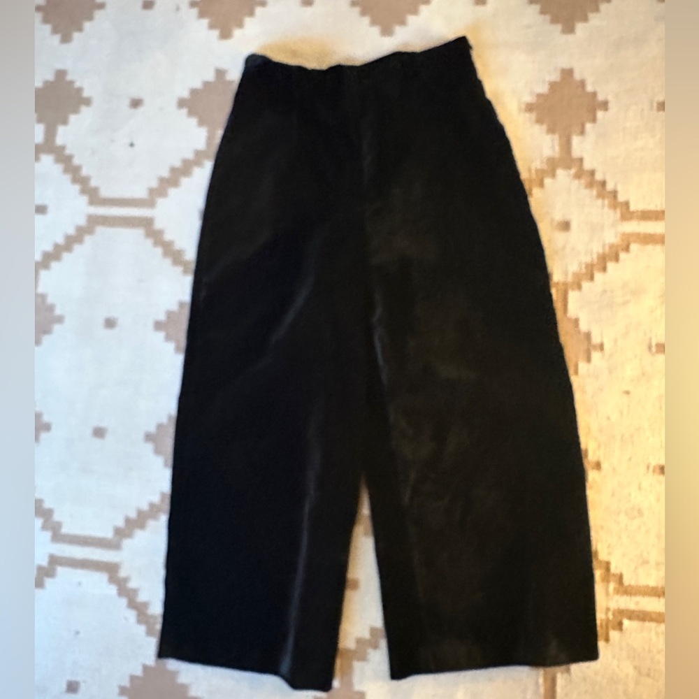 Zara Wide Leg Black Velvet Trousers